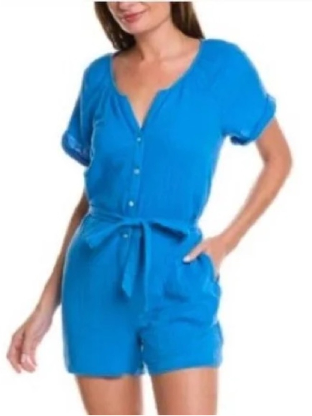 🆕 TOMMY BAHAMA Coral Isle Short-Sleeve Romper in Palace Blue Size medium - Picture 2 of 6